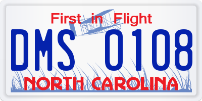 NC license plate DMS0108