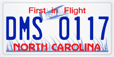 NC license plate DMS0117