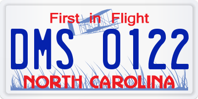 NC license plate DMS0122