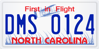 NC license plate DMS0124