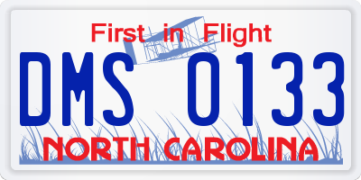 NC license plate DMS0133