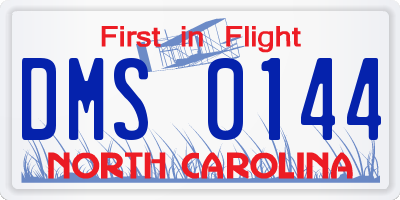 NC license plate DMS0144