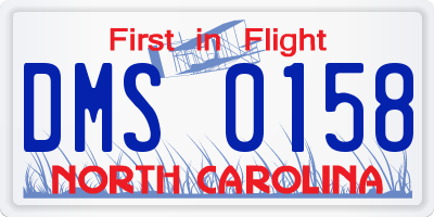NC license plate DMS0158
