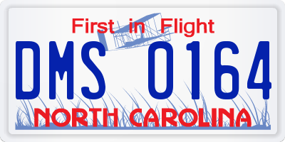 NC license plate DMS0164