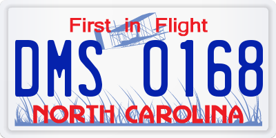 NC license plate DMS0168