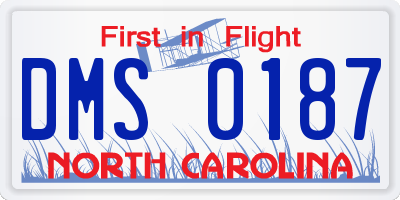NC license plate DMS0187