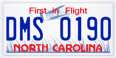 NC license plate DMS0190