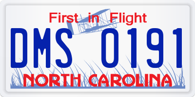 NC license plate DMS0191