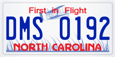 NC license plate DMS0192