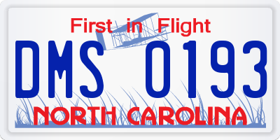 NC license plate DMS0193