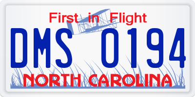 NC license plate DMS0194