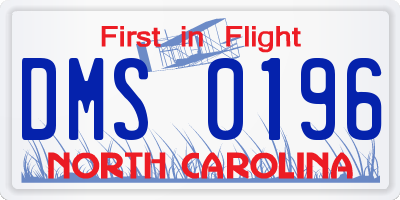 NC license plate DMS0196
