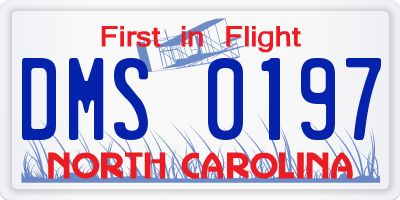NC license plate DMS0197