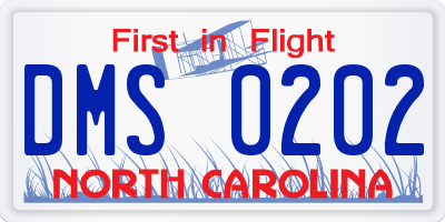 NC license plate DMS0202