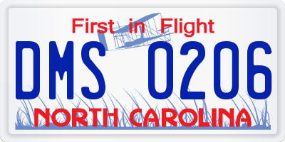 NC license plate DMS0206