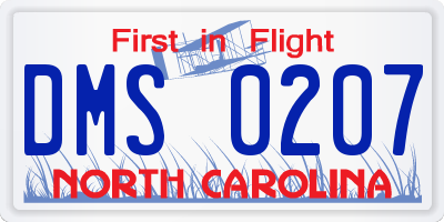 NC license plate DMS0207