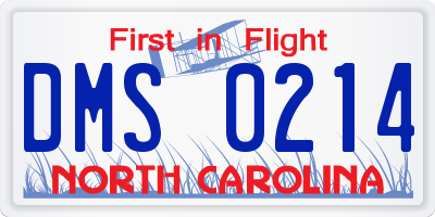 NC license plate DMS0214
