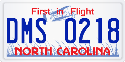NC license plate DMS0218