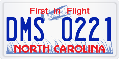 NC license plate DMS0221