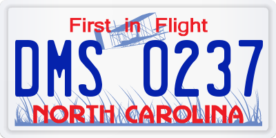 NC license plate DMS0237