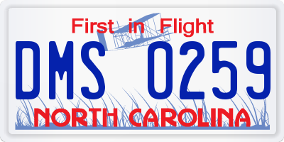 NC license plate DMS0259