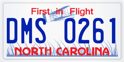 NC license plate DMS0261