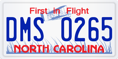 NC license plate DMS0265