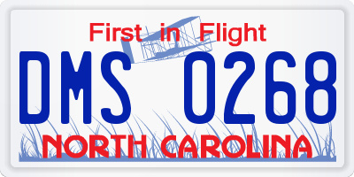 NC license plate DMS0268