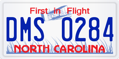 NC license plate DMS0284
