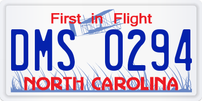 NC license plate DMS0294