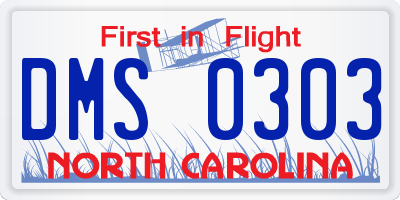 NC license plate DMS0303