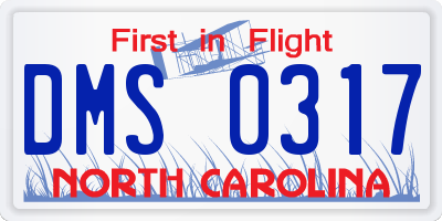 NC license plate DMS0317