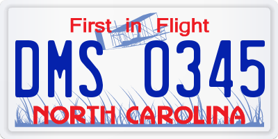NC license plate DMS0345