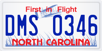 NC license plate DMS0346