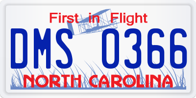 NC license plate DMS0366