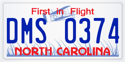 NC license plate DMS0374