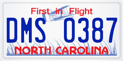 NC license plate DMS0387