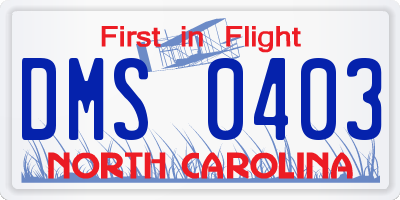 NC license plate DMS0403