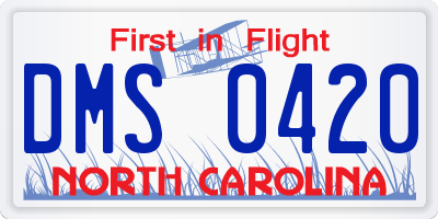NC license plate DMS0420