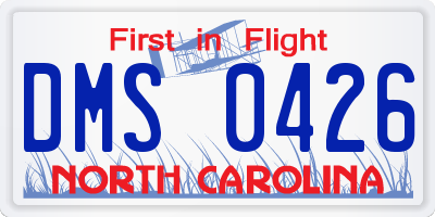 NC license plate DMS0426