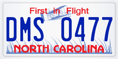 NC license plate DMS0477
