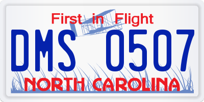 NC license plate DMS0507