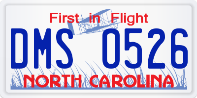 NC license plate DMS0526