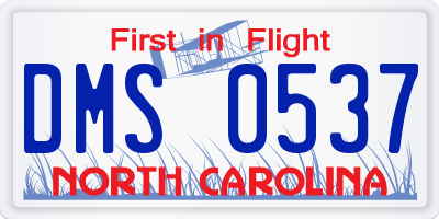 NC license plate DMS0537