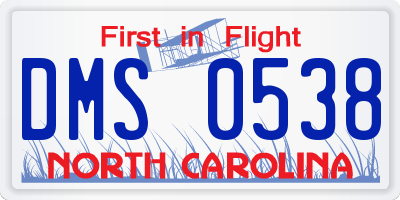 NC license plate DMS0538