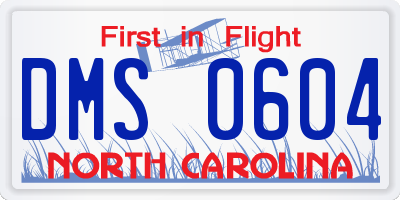 NC license plate DMS0604