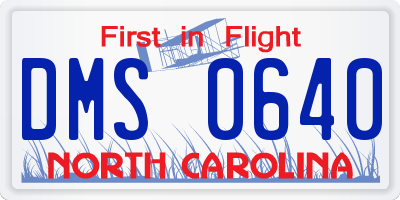 NC license plate DMS0640
