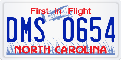 NC license plate DMS0654