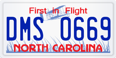 NC license plate DMS0669