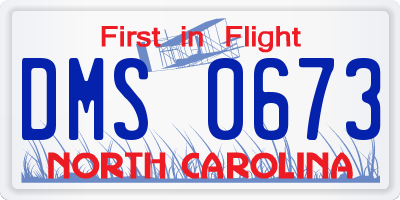 NC license plate DMS0673